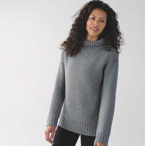 Lululemon Karma Kurmasana Sweater 100% Merino Wool Heathered Medium Grey Size 4
